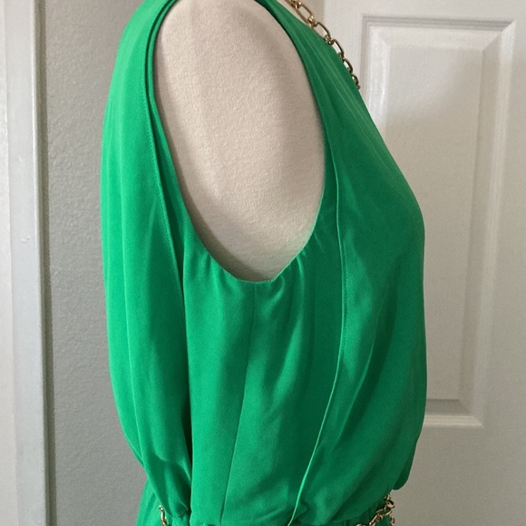 VINTAGE Ralph Lauren Green Pleated Chiffon Dress Size 10 - Picture 6 of 12